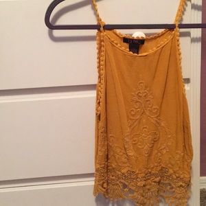 Yellow embroidered tank